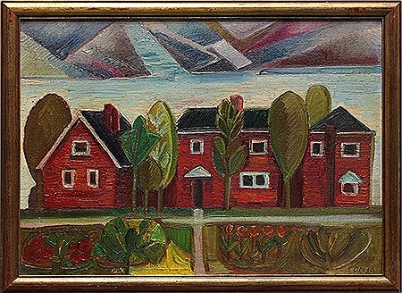 Red Houses by Sonia Shebaeff - Auction record, sale price, and art valuation. Compare with similar artists and explore comparable artworks.