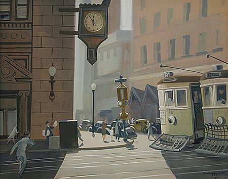 "View of Market Street," 1946 by Louis Macouillard - Auction record, sale price, and art valuation. Compare with similar artists and explore comparable artworks.
