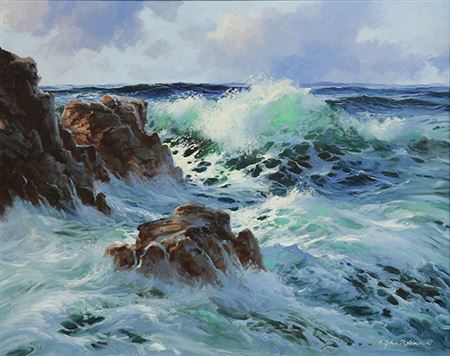 Sample artwork by E John Robinson (1922 - 2008), known for marine, seashore other landscape painting - View similar artists and auction records