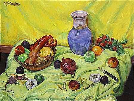 "Still Life (Fruit) with Blue Vase," 1991