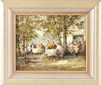Biergartenszene by Otto Schuster - Auction record, sale price, and art valuation. Compare with similar artists and explore comparable artworks.