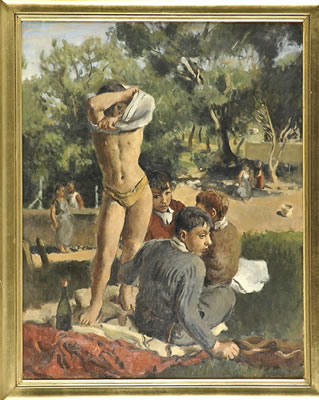 Group of young men in the park
