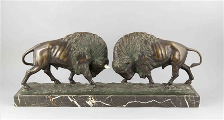 Zwei kämpfende Bisons
