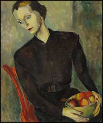 Femme au plateau de fruits