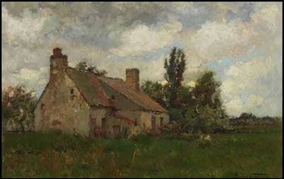 Landscape with Cottage by Percy Franklin Woodcock - Auction record, sale price, and art valuation. Compare with similar artists and explore comparable artworks.