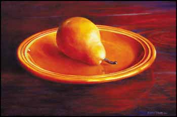 Yellow Pear on a Yellow Plate