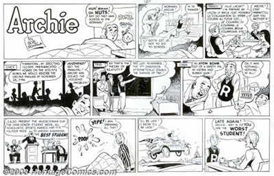 Original Comic Strip Art for Archie Sunday (Archie, 1947) by Robert "Bob" Montana - Auction record, sale price, and art valuation. Compare with similar artists and explore comparable artworks.