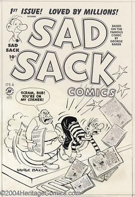 Sample artwork by George Baker (1915 - 1975), known for cartoons - View similar artists and auction records
