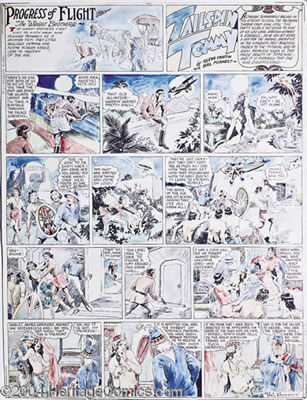 Tommy Tailspin Handcolored Sunday Comic Strip Original Art, dated 1-4-31 (Bell Syndicate).
