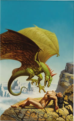 King Dragon Cover by Rowena Morrill - Auction record, sale price, and art valuation. Compare with similar artists and explore comparable artworks.