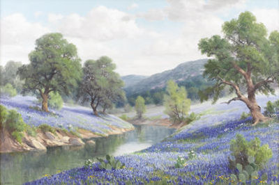 Untitled Bluebonnets and River
