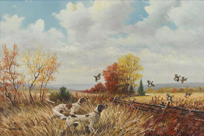 Untitled Bird, Dogs and Bob White