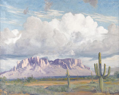 Supersition Mts., 1977 by Eugene Bonfanti Thurston - Auction record, sale price, and art valuation. Compare with similar artists and explore comparable artworks.