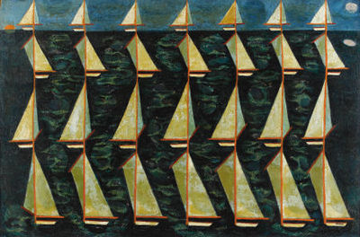 Modern Sailboats with Sun and Moon