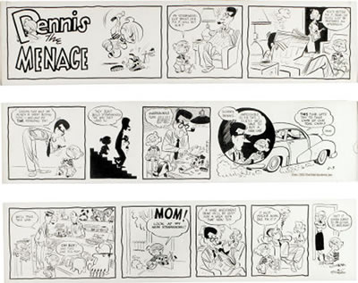 Dennis The Menace Sunday Comic Strip Original Art, dated 2-3-52 (Post-Hall Syndicate Inc., 1952)