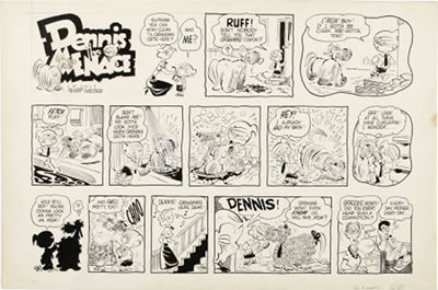 Dennis the Menace Sunday Comic Strip Original Art, dated 10-4-53 (Post-Hall Syndicate, 1953).