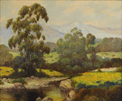Eucalyptus Trees and Poppies, California