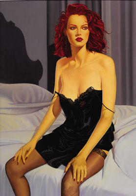 Sample artwork by Robert Blue (1946 - 1998), known for female figure painting, pin-ups, cowgirls - View similar artists and auction records