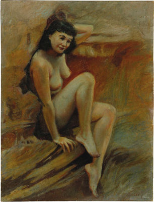 Portrait of Zoe Mozert: Nude Self-Portrait, original pin up illustration