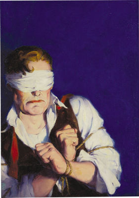Man Blindfolded, original illustration for True Detective Magazine, October, 1934
