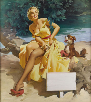 Original pin up illustration for the Shaw-Barton Calendar Company, Coshocton, Ohio, circa 1950s by Haddon Sunny Hubbard Sundblom - Auction record, sale price, and art valuation. Compare with similar artists and explore comparable artworks.