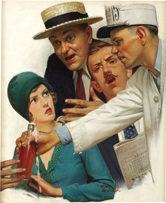 Crowd at a Baseball Game, original magazine illustration, circa 1920s
