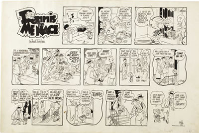 Dennis the Menace Sunday Comic Strip Original Art, dated 11-29-53 (Post-Hall Syndicate, 1953)