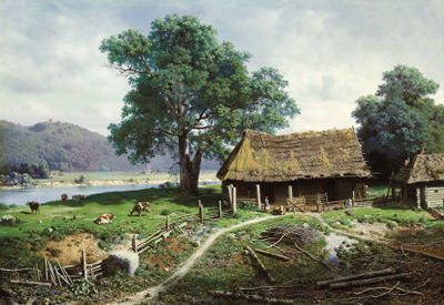 Sample artwork by Mikhail Konstantinovich Klodt (1832/33 - 1902), known for rural landscape painting, peasant and countryside scenes - View similar artists and auction records