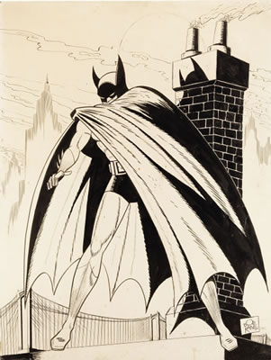 Large Vintage Batman Specialty Illustration Original Art (dated 1941).