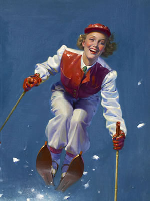 Art Deco Era Woman Skier, magazine cover, circa 1933-1938 by Robert Kauffmann - Auction record, sale price, and art valuation. Compare with similar artists and explore comparable artworks.