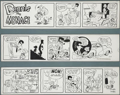 Dennis The Menace Sunday Comic Strip Original Art, dated 2-3-52 (Post-Hall Syndicate Inc., 1952)