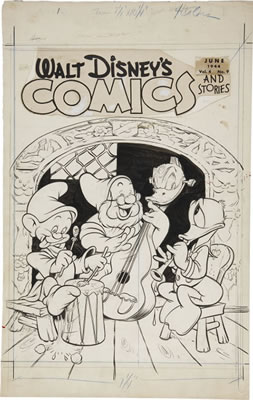 Walt Disney's Comics and Stories #45 Cover Original Art (Dell, 1944).