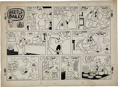 Beetle Bailey Sunday Comic Strip Original Art dated 11-20-55 (King Features Syndicate, 1955)....