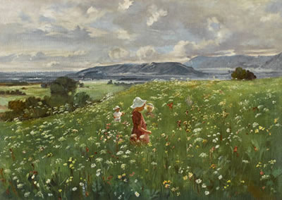 Girl in a Meadow by Gustaf Carlstrom - Auction record, sale price, and art valuation. Compare with similar artists and explore comparable artworks.