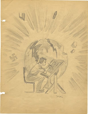 Portrait of Mac Raboy: George Roussos Sketchbook Self-Portrait Illustration