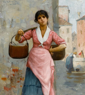 The Water Girl by George Henry Clements - Auction record, sale price, and art valuation. Compare with similar artists and explore comparable artworks.