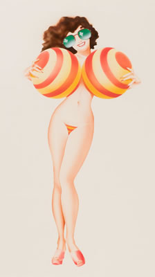 Summer Sex, Nude Holding Two Beach Balls, Playboy, August 1981