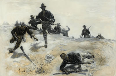 Forgotten Heroes; Captain Taylor, Troop C, 9th Calvary, Leading a Charge up the San Juan Hill in the Battle of Cuba, 1898