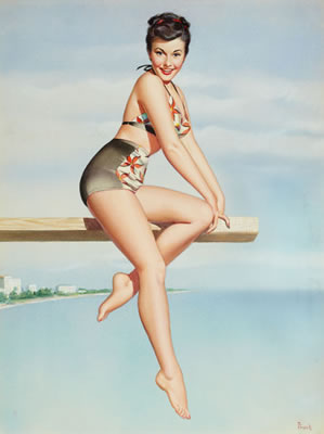 Pin-Up on Diving Board by Pearl Frush - Auction record, sale price, and art valuation. Compare with similar artists and explore comparable artworks.