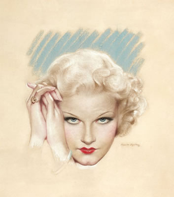 Portrait of Jean Harlow, Screenland cover, August 1935