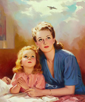 Young Girl Praying with Her Mother