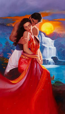 Lovers at the Waterfall,book cover by Franco Accornero - Auction record, sale price, and art valuation. Compare with similar artists and explore comparable artworks.