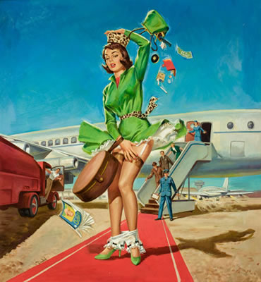 Sample artwork by Al Brule (- 2001), known for magazine illustration, pin-up girl calendar art - View similar artists and auction records