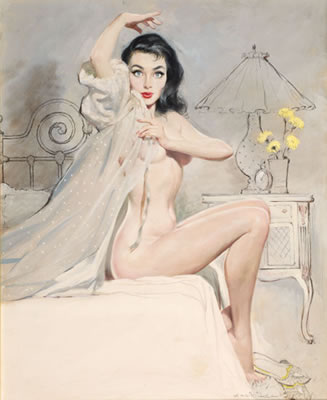 Boudoir Pin-Up, calendar illustration, c. 1953
