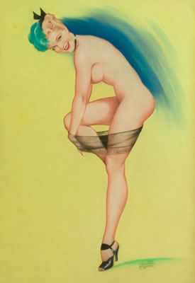 Sample artwork by Cardwell Higgins (1902 - 1983), known for illustrator-glamour girl, mural - View similar artists and auction records