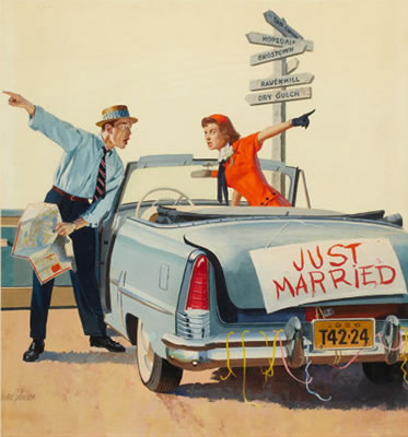 Sample artwork by Gordon Johnson (1924 - 1989), known for illustrator-genre - View similar artists and auction records