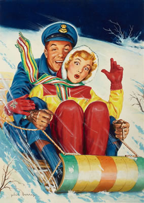 Tobogganing by Phil Berry - Auction record, sale price, and art valuation. Compare with similar artists and explore comparable artworks.