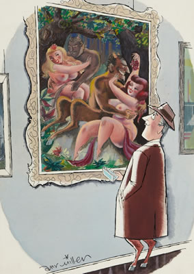 Playboy cartoon illustration, page 63, October 1956 by Arv Miller - Auction record, sale price, and art valuation. Compare with similar artists and explore comparable artworks.