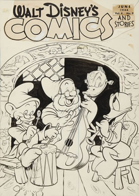 Walt Disney's Comics and Stories #45 Cover Original Art (Dell, 1944) by Walt Kelly - Auction record, sale price, and art valuation. Compare with similar artists and explore comparable artworks.