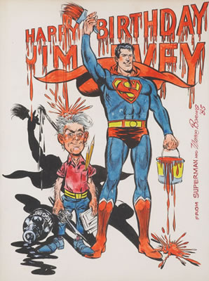 Portrait of Wayne Boring: Superman and Self-Portrait Illustration Original Art (1985).